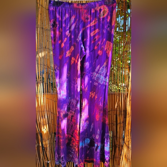 TIE DYE *8 Colors Avail* Rayon Stretch Bell Bottom Pant OS NEW - Picture 13 of 16
